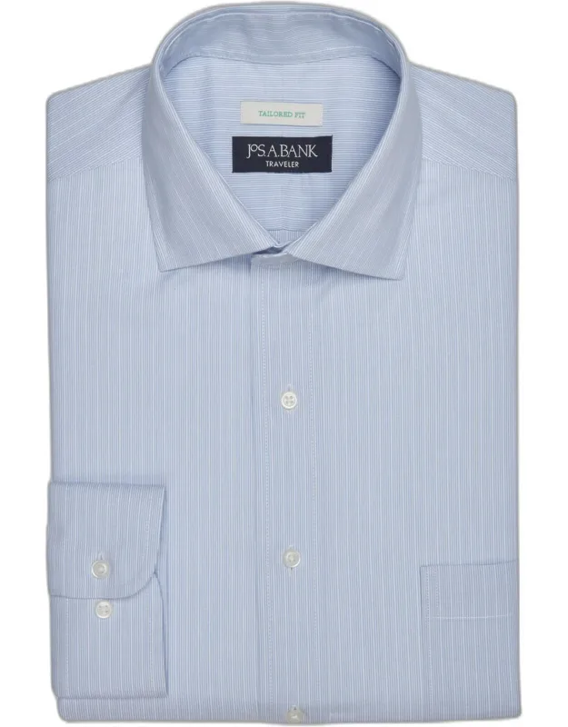 Traveler Collection Tailored Fit Spread Collar Stripe Dress Shirt