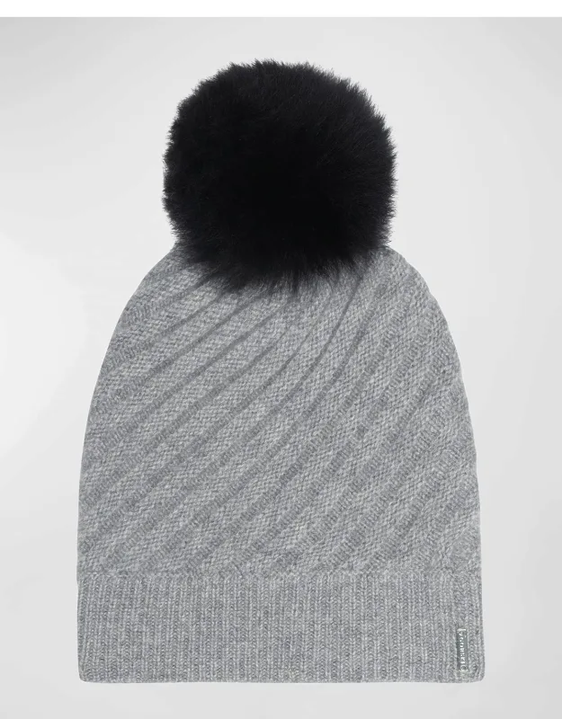 Cashmere Beanie With Lamb Shearling Pom