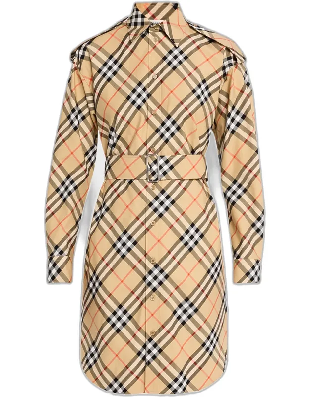 Belted Long-sleeve Shirtdress