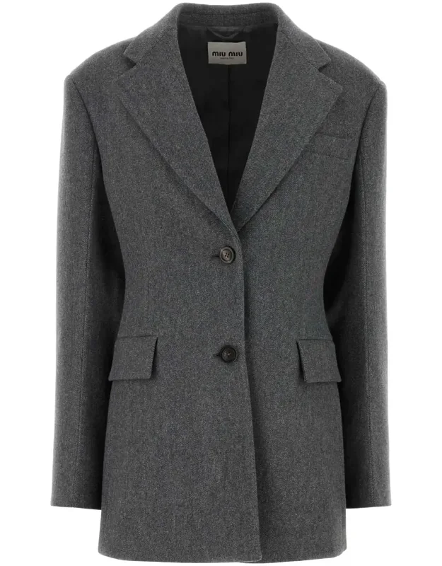 Miu Dark Grey Wool Blazer