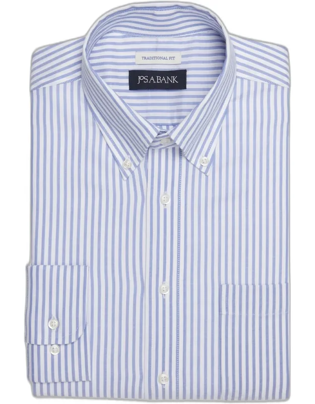 Traditional Fit Button-down Collar Bengal Stripe Dress Shirt