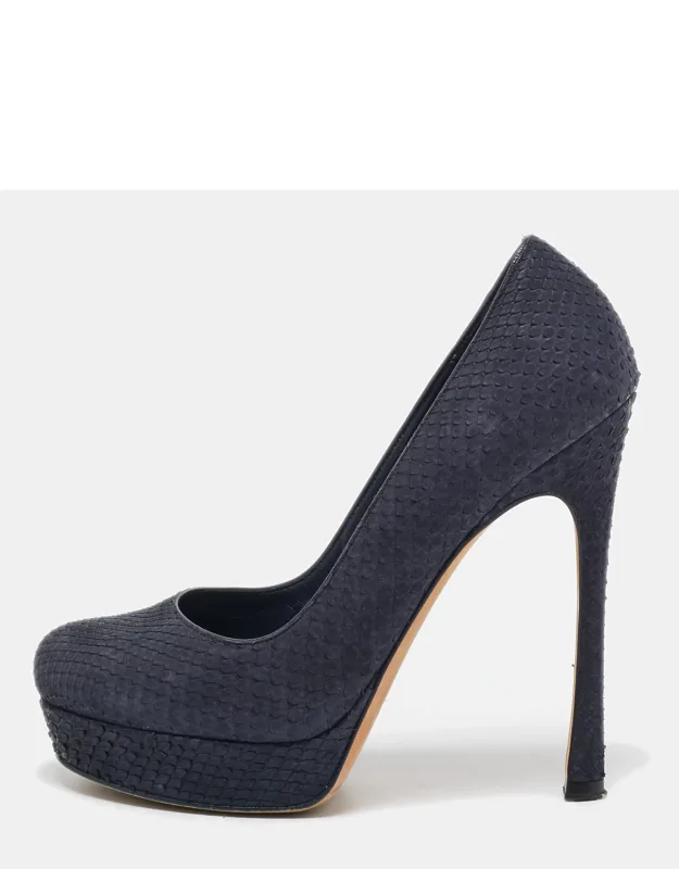 Python Leather Platform Pumps