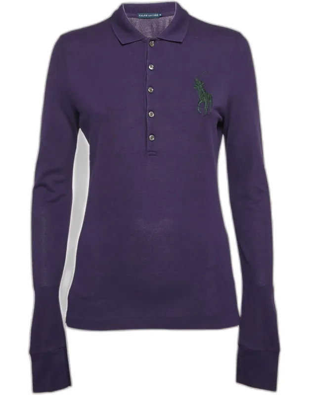 Cotton Pique Long Sleeve Polo T-shirt