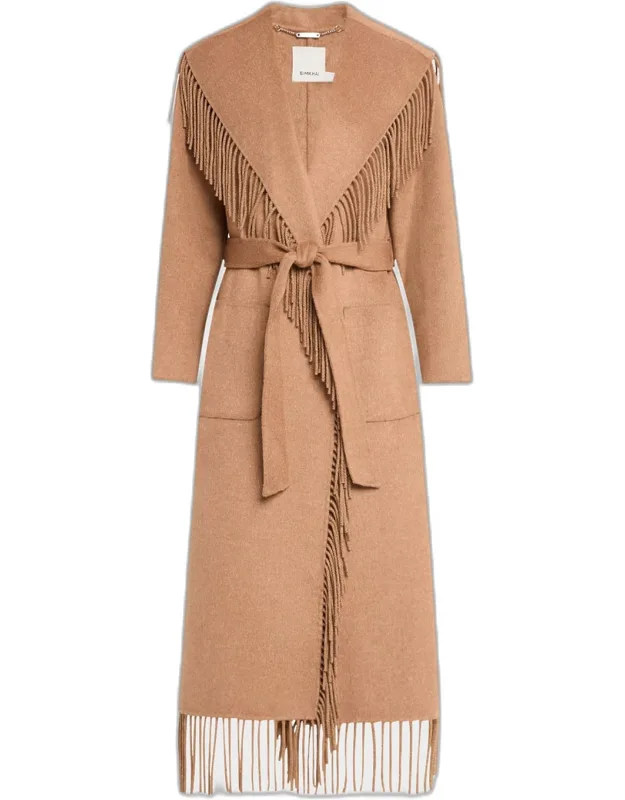 Belted Fringe Robe Coat