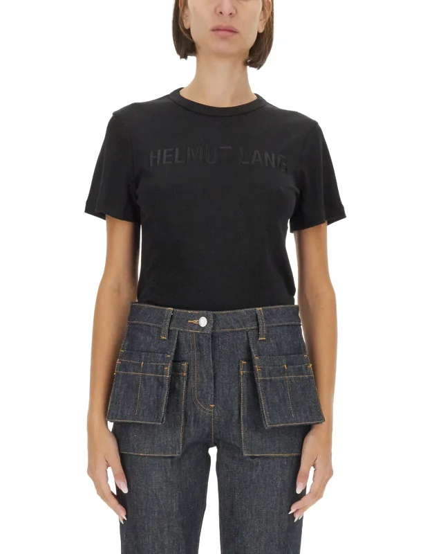 Helmut Lang T-shirt With Logo Made In Portugal, Model Is 180 Cm Tall, Wears Size S