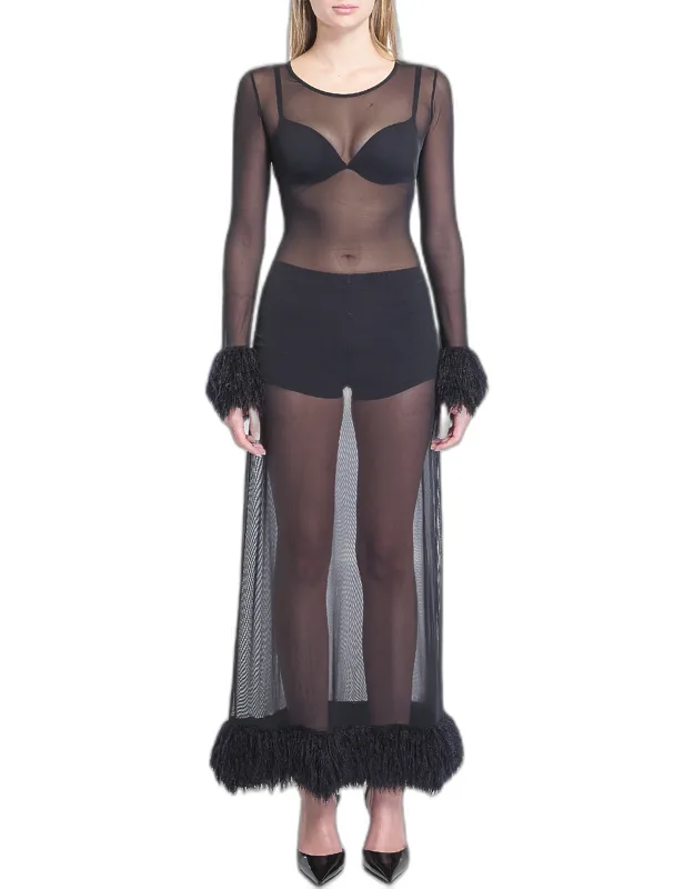 Mesh Jersey Long Dress