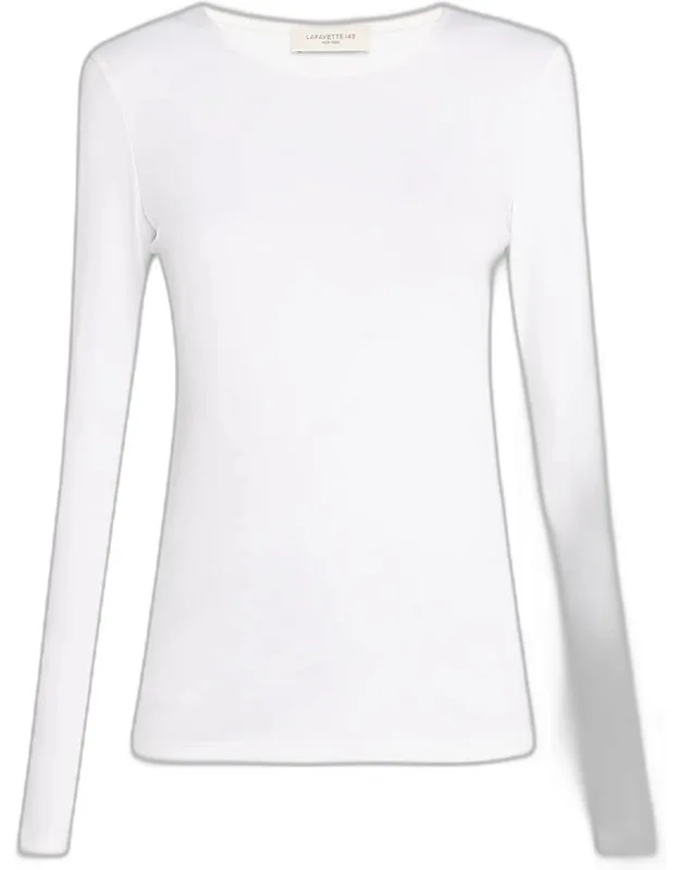 Scoop-neck Stretch Cotton T-shirt