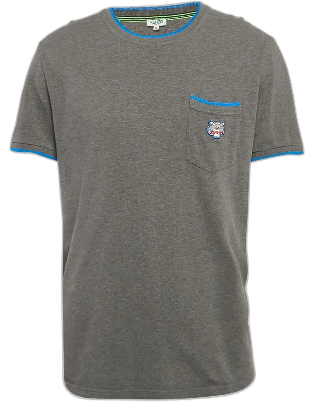 Tiger Applique Pocket Pique Cotton T-shirt