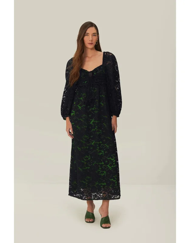 Lace Long Sleeve Midi Dress