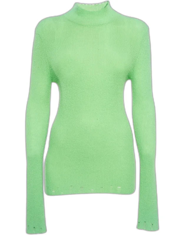 Acid Green Cashmere Turtleneck Sweater