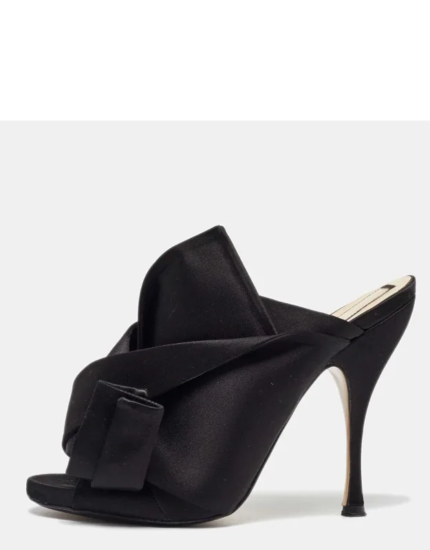 Satin Raso Knot Open Toe Mules