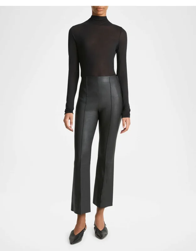 Cropped Flare Leather Pants