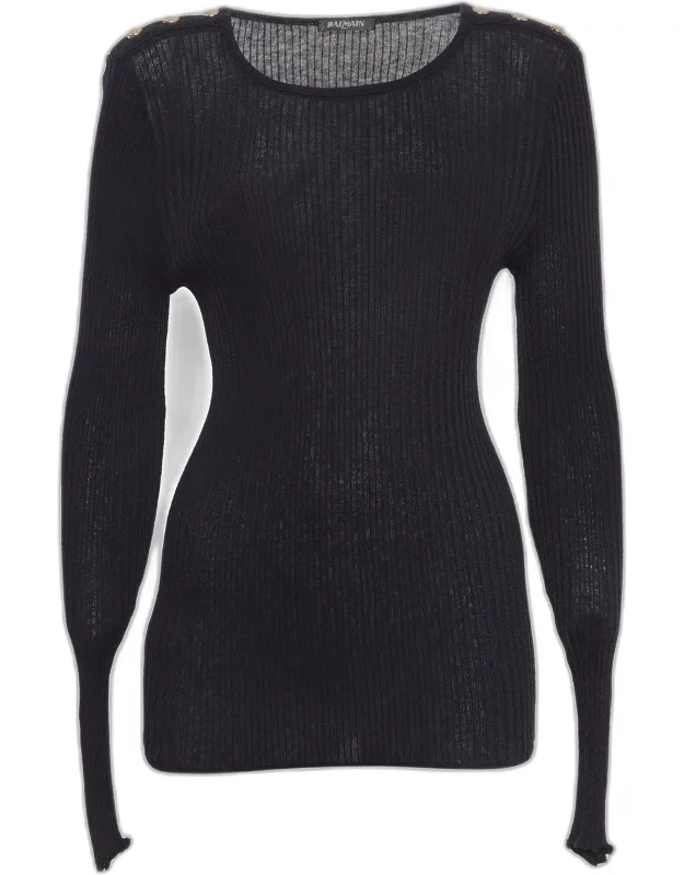 Rib Knit Button Detail Sweater