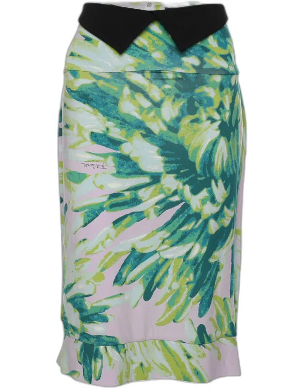 Multicolor Printed Jersey Midi Skirt