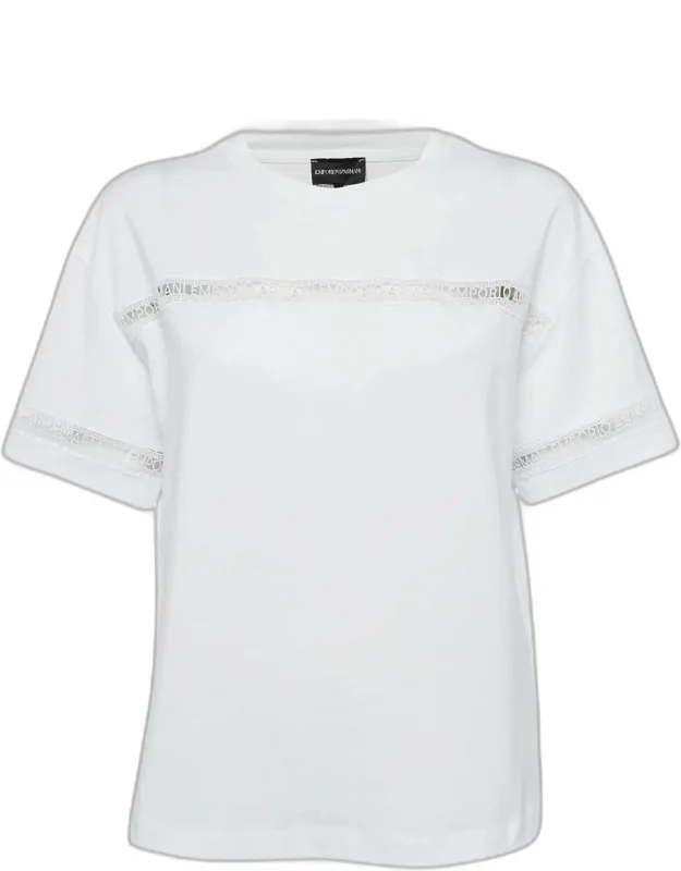 Cotton Logo Lace Trimmed T-shirt