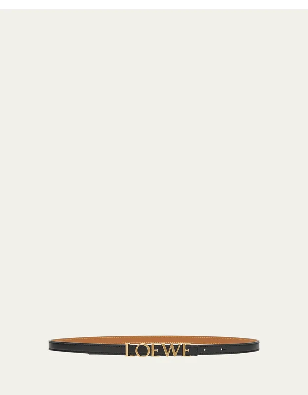 Bold Logo Leather Skinny Belt