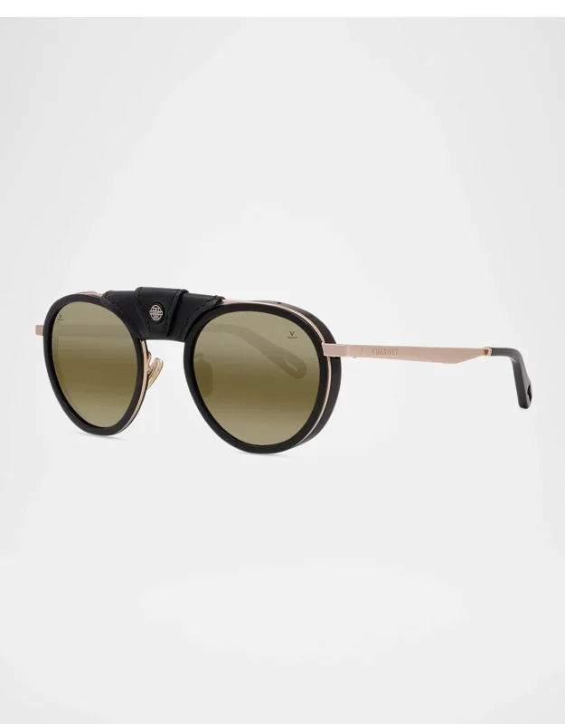 Glacier 02 Titanium Round Sunglasses With Side Shields And Cord