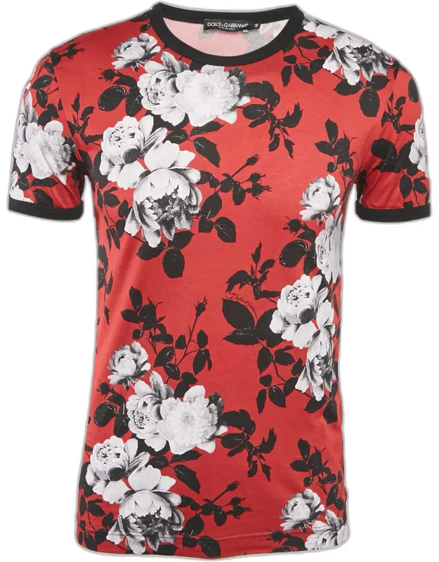 Floral Print Cotton Crewneck T-shirt