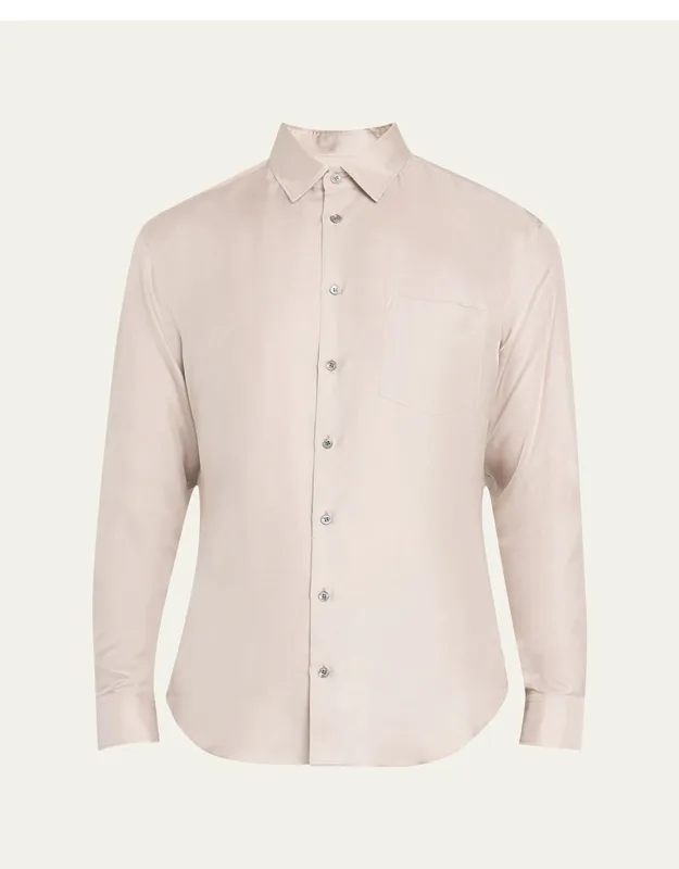 Solid Silk Dress Shirt