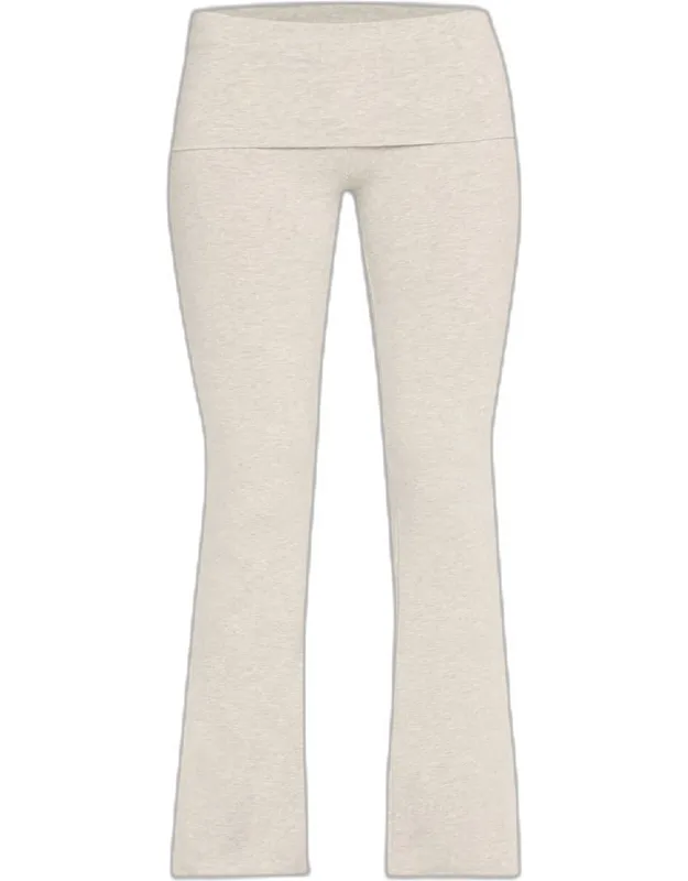 Cotton Jersey Foldover Flare-leg Pants