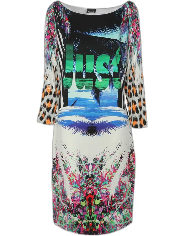Multicolor Viscose Blend Midi Dress