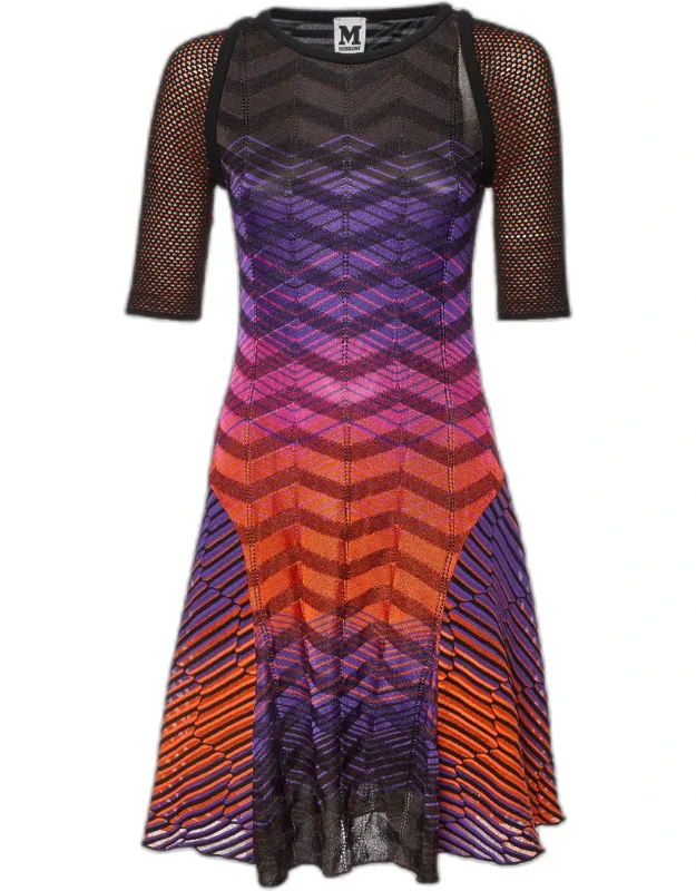 Multicolor Pattered Jersey Midi Dress
