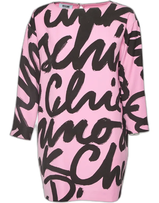 Logo Print Crepe Tunic Top