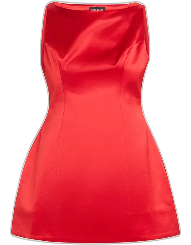 High-neck Satin Mini Dress