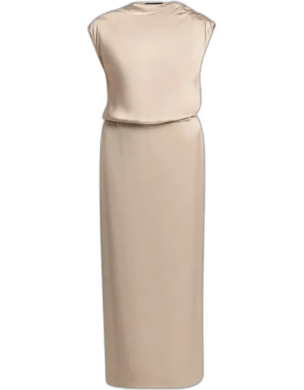 Cowl-neck Double Satin Dress