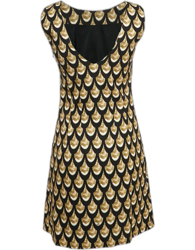 Printed Cotton Blend Sleeveless Mini Dress
