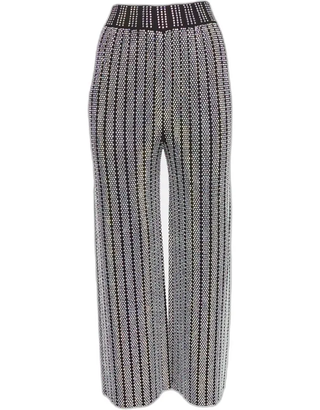 Stretch Knit Rhinestone Detail Pants