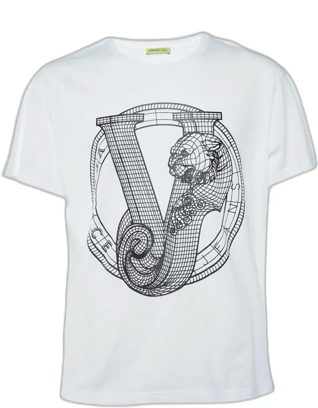 White Logo Rubber Print Cotton T-shirt