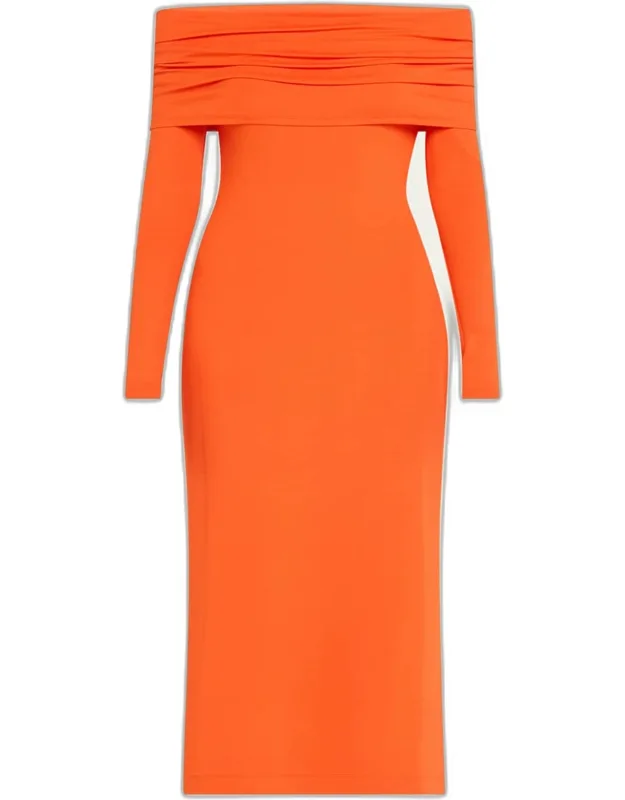 Off-shoulder Long Sleeve Dress