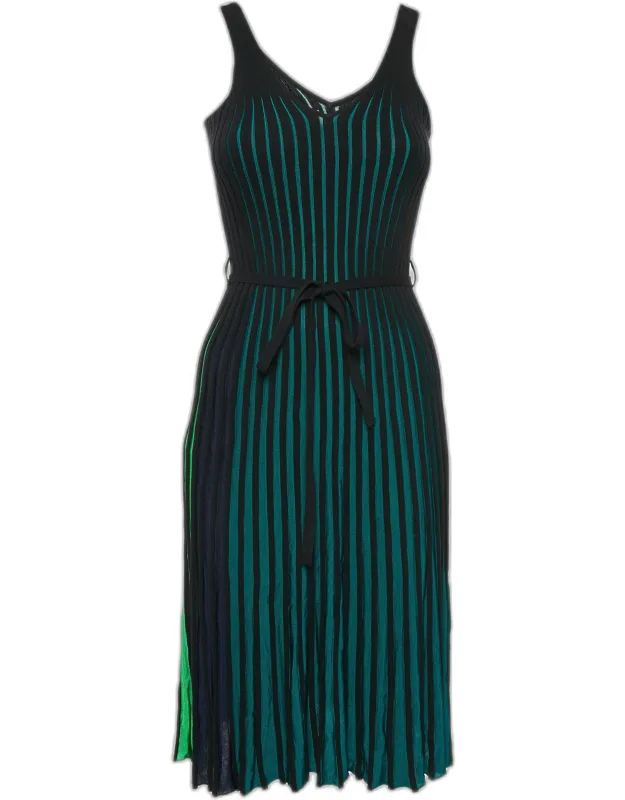Rib Knit Jersey Two-toned Sleeveless Dress