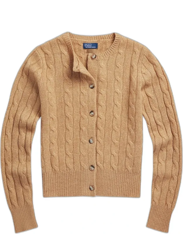 Cable-knit Cashmere Crewneck Cardigan