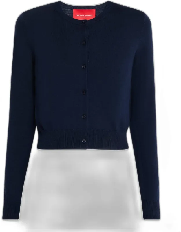 Crew-neck Wool Cardigan