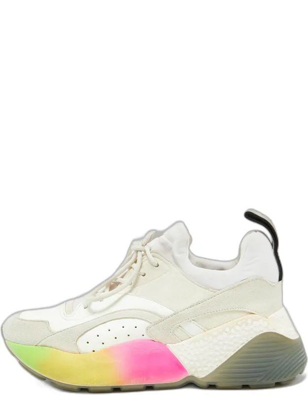 Off White Faux Leather And Faux Suede Eclypse Sneakers