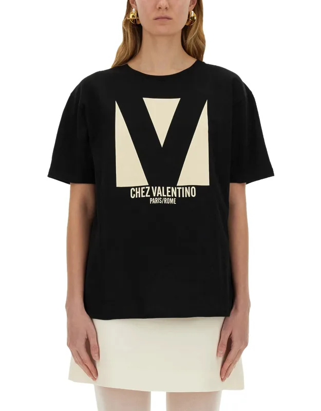 "chez Valentino" Print T-shirt