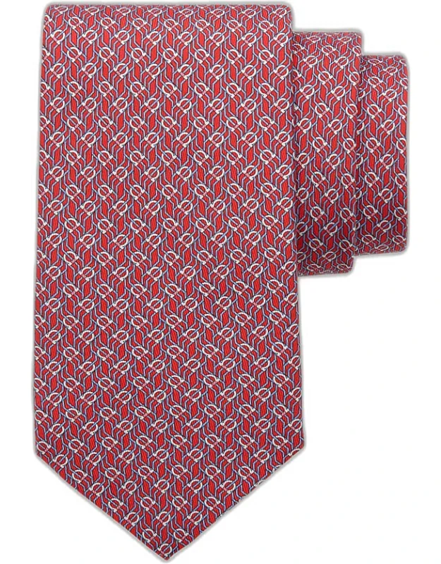 Tetris-print Silk Tie
