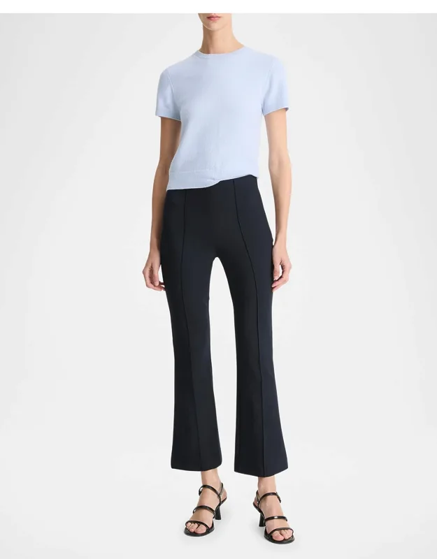 Cropped Flare-leg Pintuck Pants