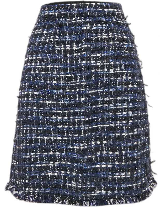 Tweed Fringed Pencil Skirt