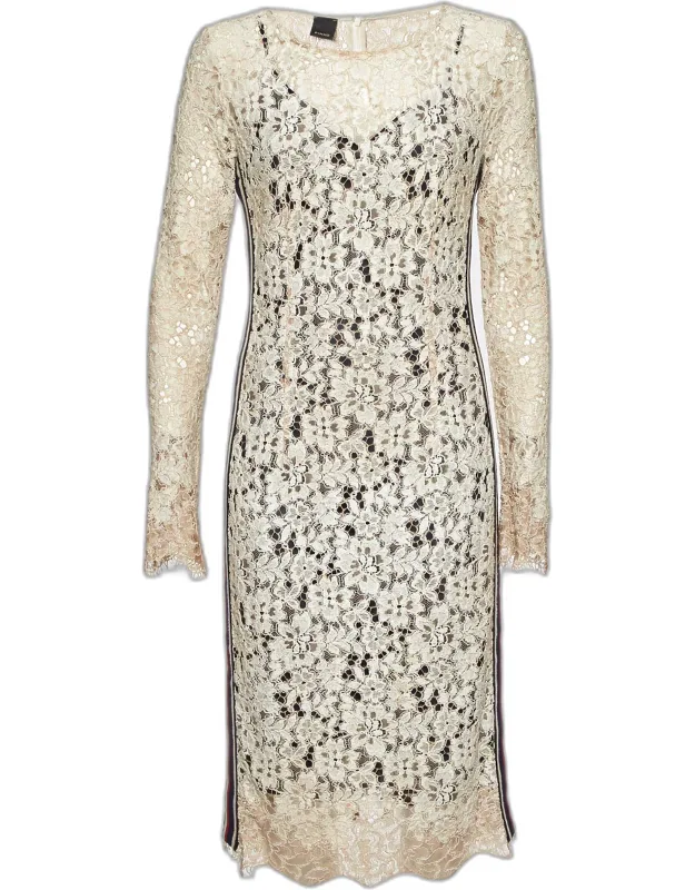 Corded Lace Stripe Tape Detail Sheath Dress