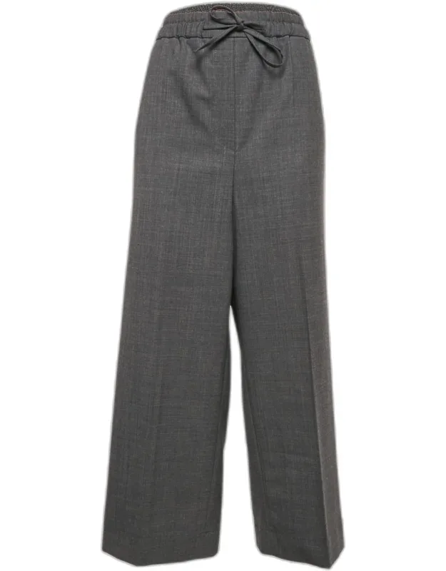 Wool Blend Straight-leg Trousers