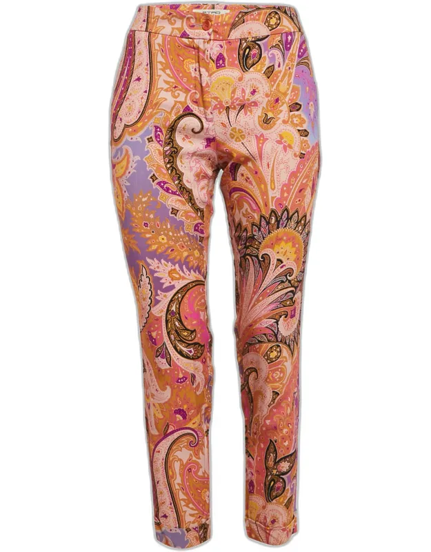 Paisley Print Crepe Skinny Pants