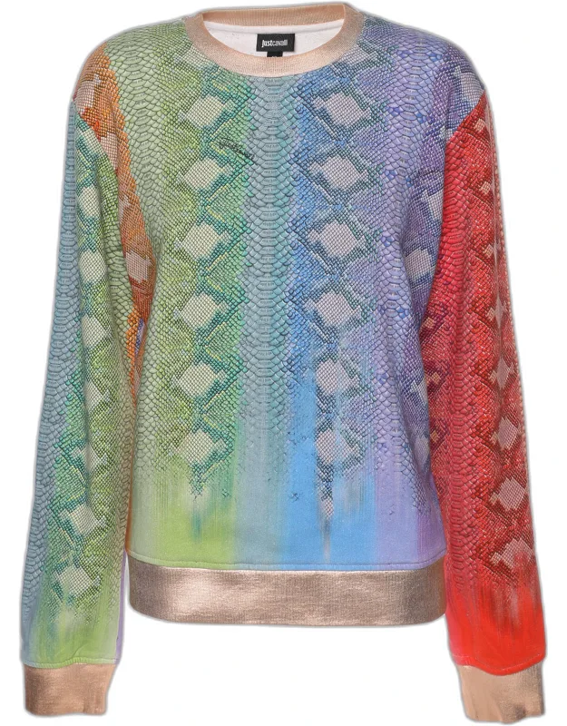 Multicolor Python Print Cotton Blend Sweater