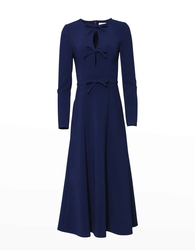 Triple Bow Keyhole-front Midi Dress
