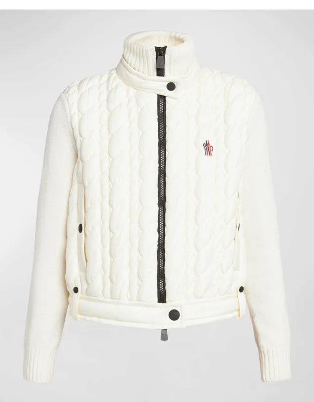 Wool Quilted Zip-up Cardigan
