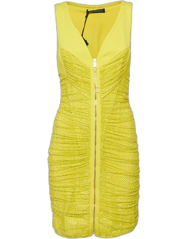 Embellished Tulle And Jersey Ruche Mini Dress