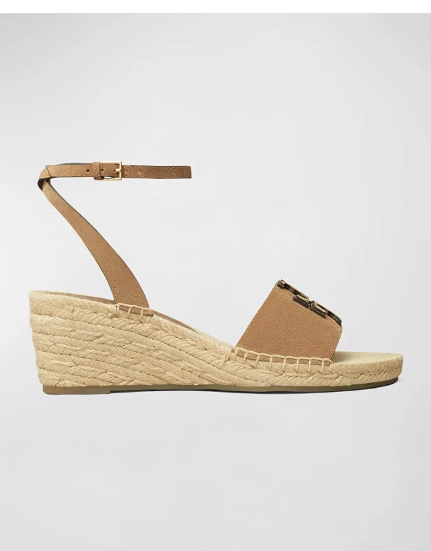 Ines Suede Double T Wedge Espadrilles