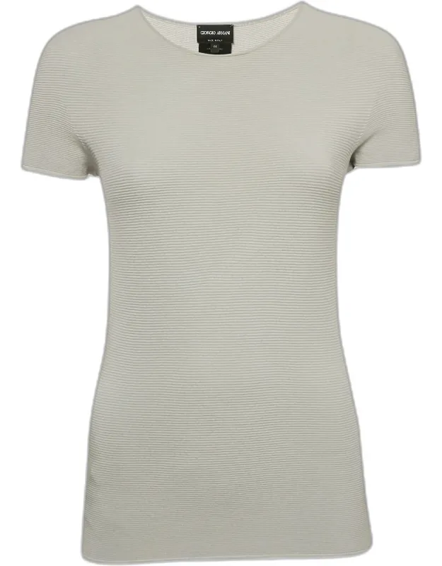 Knit Links-stitch Viscose Short Sleeve Jumper